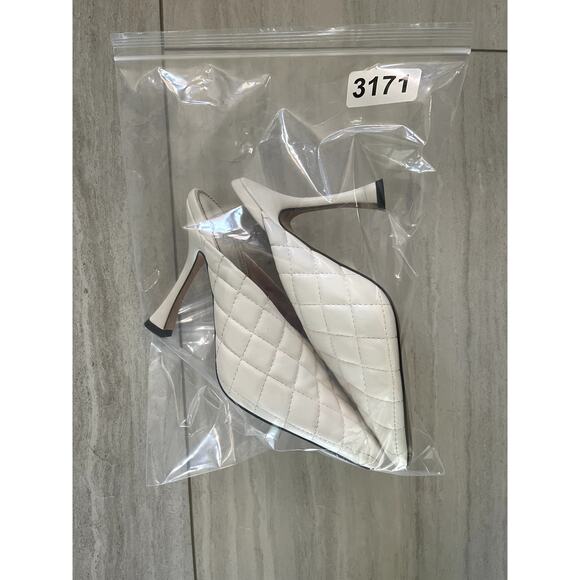 ASOS DESIGN Popeye Quilted High Heeled Mules in White Square Toe Size 8 - Picture 9 of 9